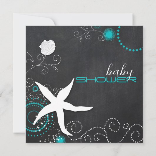 Chalkboard Starfish Beach Baby shower Kaart (Voorkant)