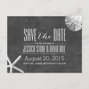 Chalkboard Starfish & Sand Dollar Save the Date Aankondigingskaart