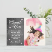 Chalkboard Stars Kinderen Birthday Foto: Dank u we Kaart (Staand voorkant)