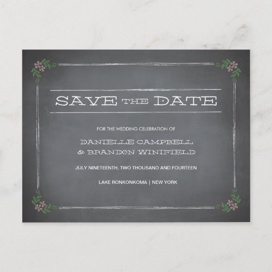 Chalkboard Stencil Pink Save the Date Aankondigingskaart (Voorkant)