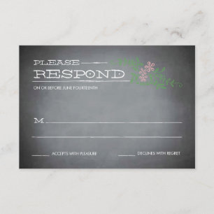 Chalkboard Stencil Roze Reactie RSVP Kaartje