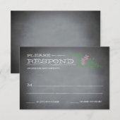 Chalkboard Stencil Roze Reactie RSVP Kaartje (Voorkant / Achterkant)