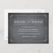 Chalkboard Stencil White Save the Date Aankondigingskaart (Voorkant / Achterkant)