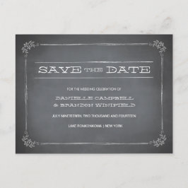 Chalkboard Stencil White Save the Date Aankondigingskaart