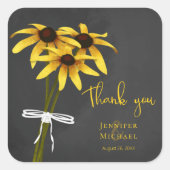 Chalkboard stijl Black Eyed Susan flower bruiloft Vierkante Sticker (Voorkant)