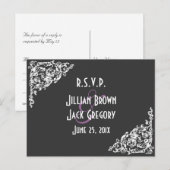 Chalkboard stijl bruiloft RSVP Uitnodiging Briefkaart (Voorkant / Achterkant)