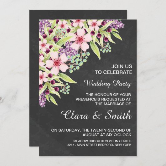 Chalkboard stijl bruiloft uitnodiging (Voorkant / Achterkant)