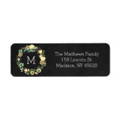 Chalkboard stijl Floral Monogram Adreslabel Etiket (Voorkant)
