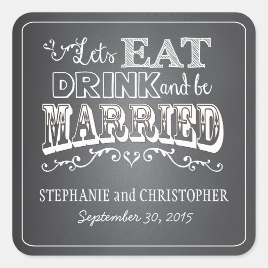 Chalkboard stijl gepersonaliseerde gunst Stickers (Voorkant)