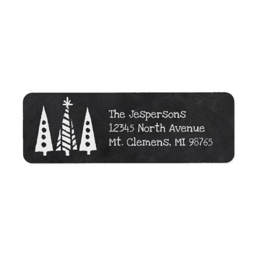 Chalkboard stijl kerstbomen etiket (Voorkant)