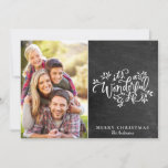 Chalkboard Stijl Kerstmis Foto Vakantie Kaart<br><div class="desc">Chalkboard Style Christmas Photo Holiday Kaart - met uw favoriete familiefoto! Handschrift met de tekst "It's a Wonderful Life" met Merry Christmas en je familienaam. Onze gebruiksvriendelijke sjabloon maakt het zo eenvoudig voor u om uw kerstkaart aan te passen. Kaart is onderdeel van een collectie.</div>