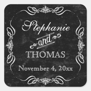 Chalkboard stijl rustieke werveling gunst cadeau L Vierkante Sticker