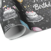 Chalkboard stijl verjaardagsontwerp cadeaupapier (Rol Hoek)
