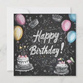 Chalkboard stijl verjaardagsontwerp kaart (Voorkant)
