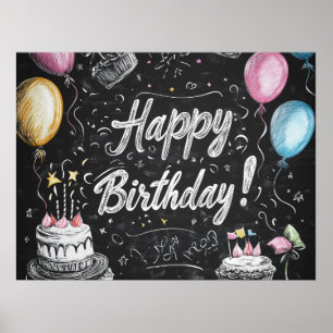 Chalkboard stijl verjaardagsontwerp poster