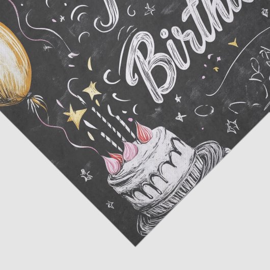 Chalkboard stijl verjaardagsontwerp tissuepapier (Detail)