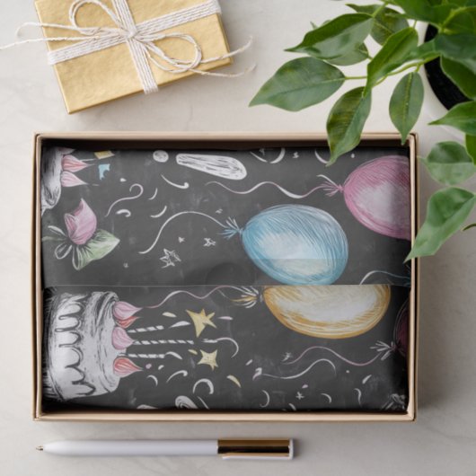 Chalkboard stijl verjaardagsontwerp tissuepapier (Geschenk)