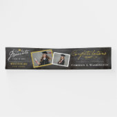 Chalkboard Stijlvol Script 2 Foto Graduation Party Spandoek (Horizontaal)
