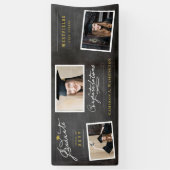 Chalkboard Stijlvol Script 3 Foto Graduation Party Spandoek (Verticaal)