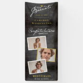 Chalkboard Stijlvol Script 3 Foto Graduation Party Spandoek (Verticaal)