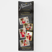 Chalkboard Stijlvol Script 5 Foto Graduation Party Spandoek (Verticaal)