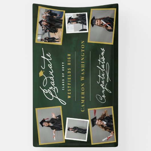 Chalkboard Stijlvol Script 6 Foto Graduation Party Spandoek (Verticaal)