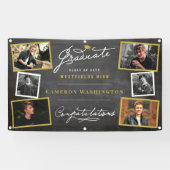 Chalkboard Stijlvol Script 6 Foto Graduation Party Spandoek (Horizontaal)