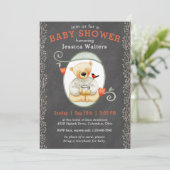 Chalkboard Story Book Teddy Bear Baby shower Kaart (Staand voorkant)