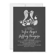 Chalkboard strand bruiloft uitnodiging