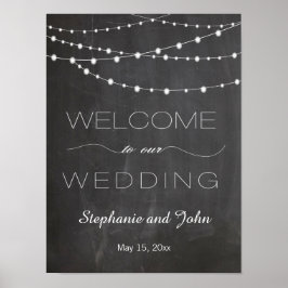 Chalkboard string lampjes Welkom trouwbord Poster
