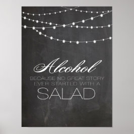Chalkboard string licht Alcohol omdat bruiloft Poster