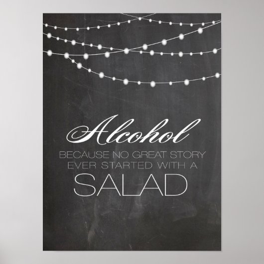 Chalkboard string licht Alcohol omdat bruiloft Poster (Voorkant)