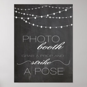 Chalkboard string lighs Fotobruiloft bord Poster
