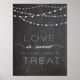 Chalkboard string lighs LOVE is Sweet Sign Poster