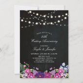 Chalkboard & String Lights 25 Wedding Jubileum Kaart (Voorkant)