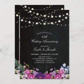 Chalkboard & String Lights 25 Wedding Jubileum Kaart (Voorkant / Achterkant)