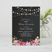 Chalkboard & String Lights 40 Wedding Jubileum Kaart (Staand voorkant)