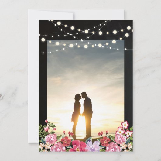 Chalkboard & String Lights 40 Wedding Jubileum Kaart (Achterkant)