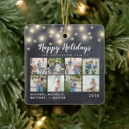 Chalkboard String Lights 8 Photo Holiday Keramisch Ornament
