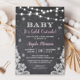 Chalkboard String Lights Baby Het is buiten koud Kaart