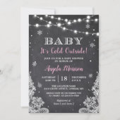Chalkboard String Lights Baby Het is buiten koud Kaart (Voorkant)