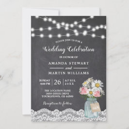 Chalkboard String Lights Baby's Breath Wedding Kaart