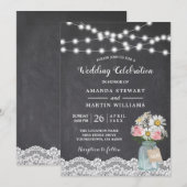 Chalkboard String Lights Baby's Breath Wedding Kaart (Voorkant / Achterkant)