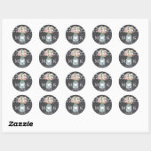 Chalkboard String Lights Bloemen Huwelijksgunst Ronde Sticker (Vel)