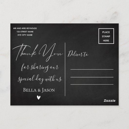 Chalkboard String Lights Bruiloft Dank u Briefkaart (Achterkant)