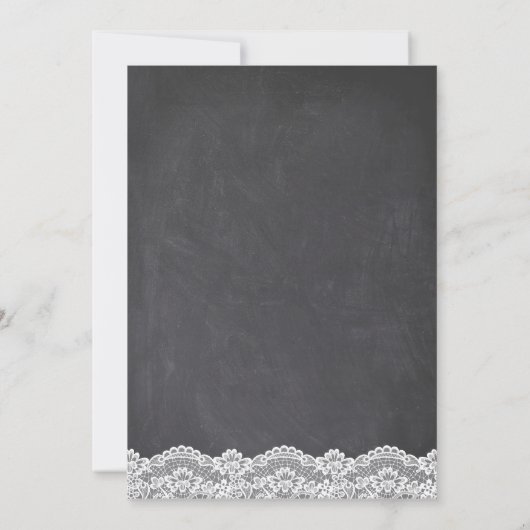 Chalkboard String Lights Floral Engagement Party Kaart (Achterkant)