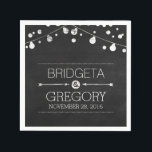 Chalkboard String Lights Rustieke bruiloft Servet<br><div class="desc">schoolbord lichten bruiloft papieren servetten</div>
