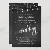 Chalkboard String Lights, Typografie Wedding Kaart (Voorkant / Achterkant)