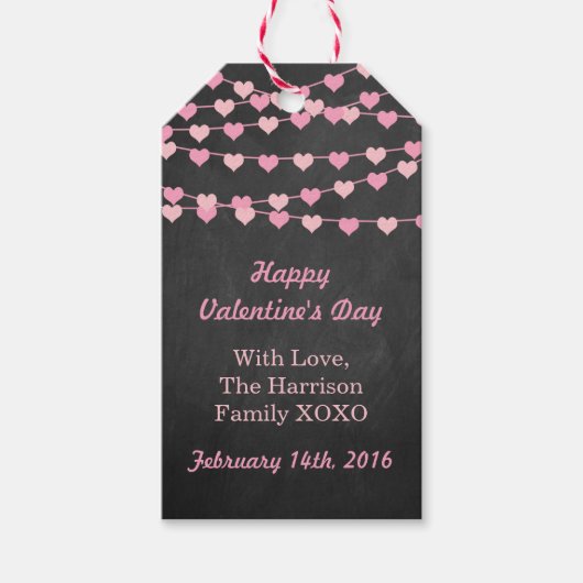 Chalkboard String Love Heart Happy Valentine Day Cadeaulabel (Voorkant)