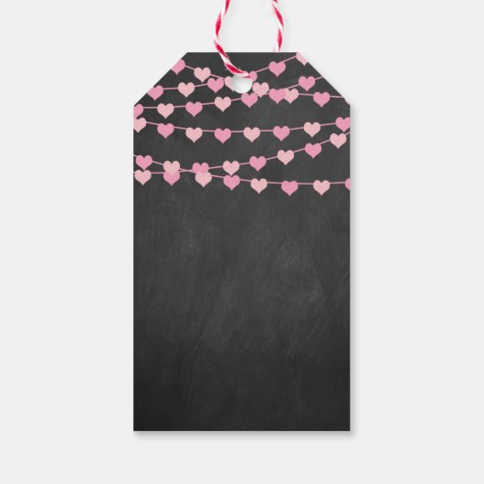 Chalkboard String Love Heart Happy Valentine Day Cadeaulabel (Achterkant)